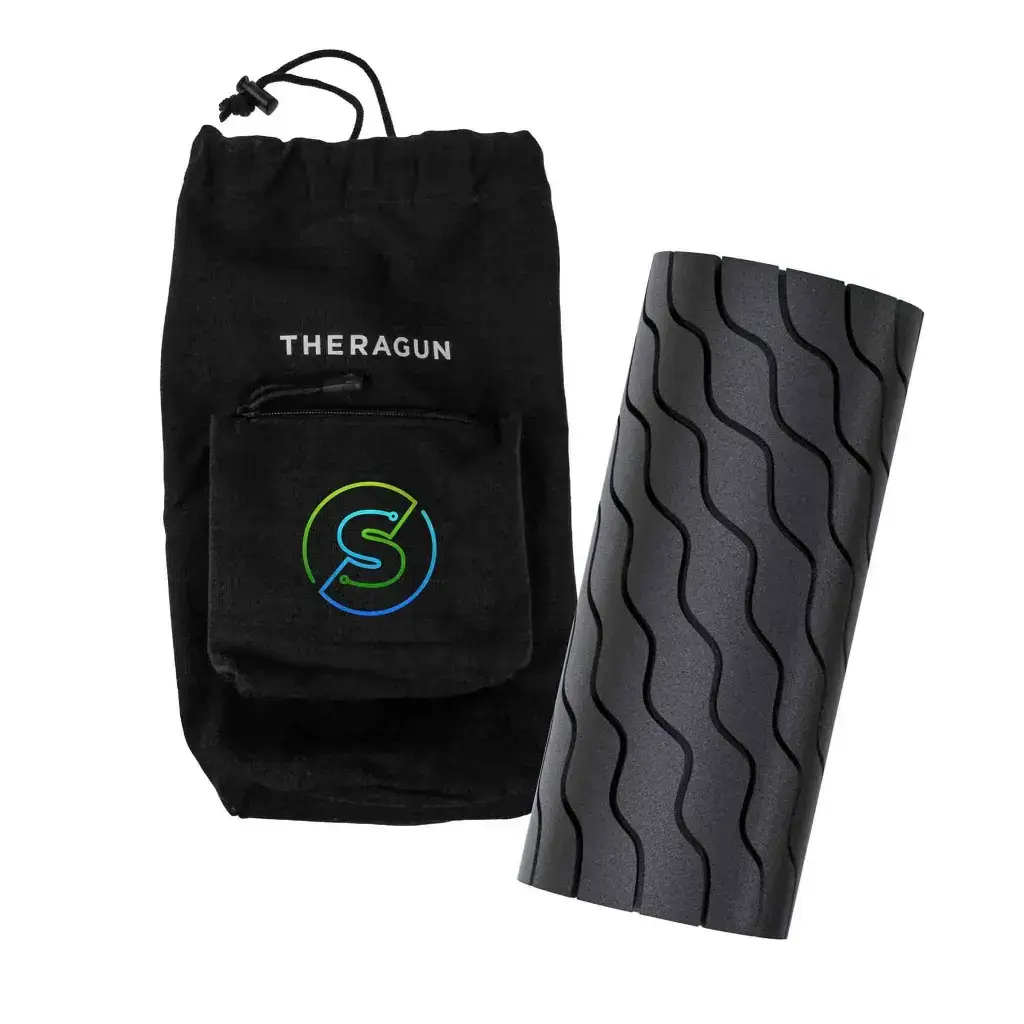 Therabody Wave Roller Black High-density foam for noise dampening 5 customizable vibration frequencies 180-minute battery life Hypoallergenic surface Personalise with a thermal print in full colour pouch and a sleeve Therabody Wave Roller Black High-density foam for noise dampening 5 customizable vibration frequencies 180-minute battery life Hypoallergenic surface Personalise with a thermal print in full colour pouch and a sleeve
