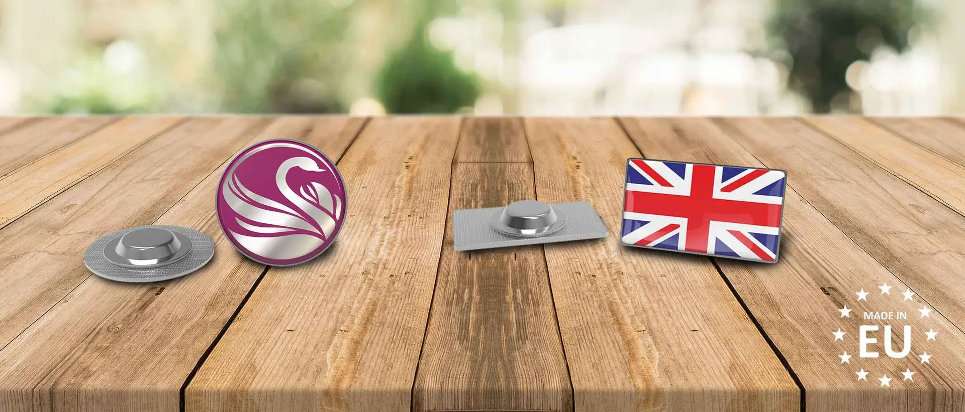 Pins with Magnet  Choose a pin to make your logo or company stand out more. The pins are attached to your clothing by means of a magnet.